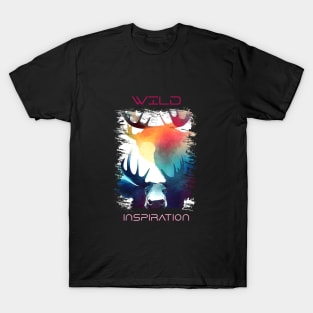 Moose Wild Nature Animal Colors Art Painting T-Shirt